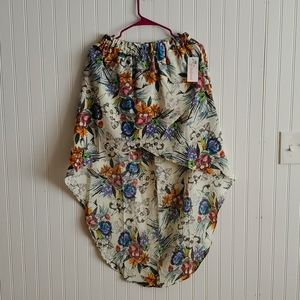 Colorful flower pattern high low skirt size small